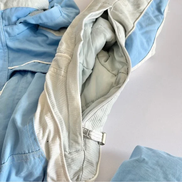 Obermeyer girls one piece snow ski suit 6 turbo board blue zip hood winter blue - Picture 5 of 16